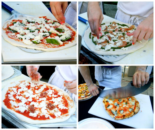 prepping pizza