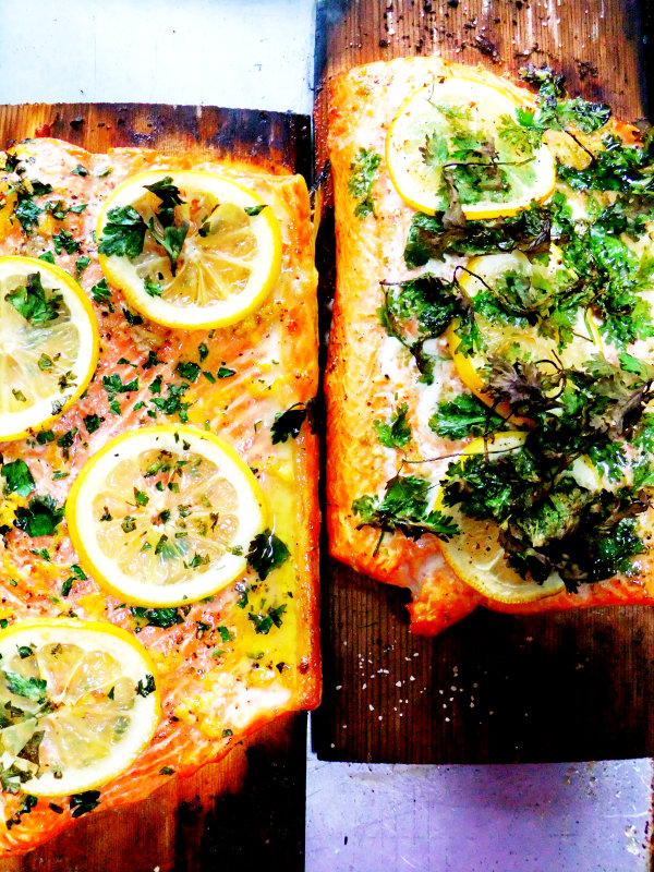 cedar planked salmon