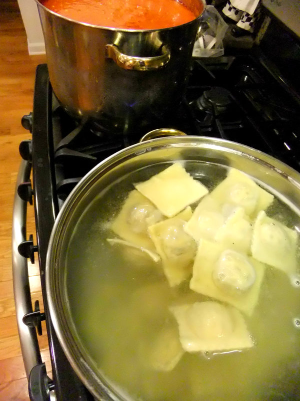 cooking ravioli