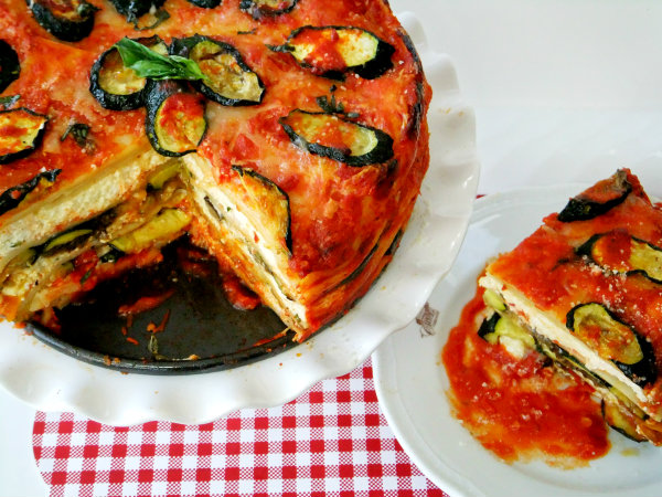 round veggie lasagna