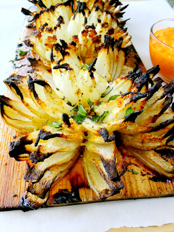 planked blossom onion