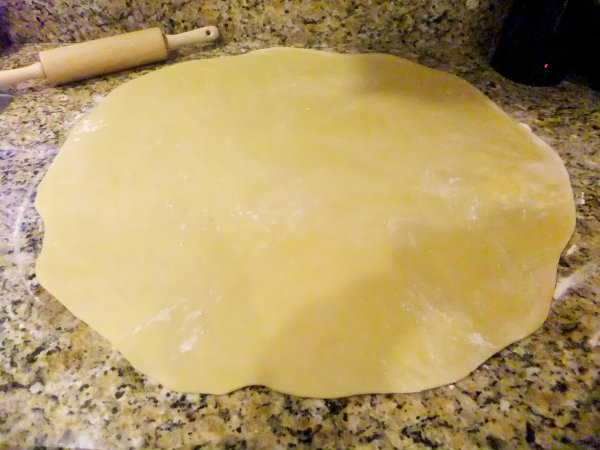 rolled out timpano dough