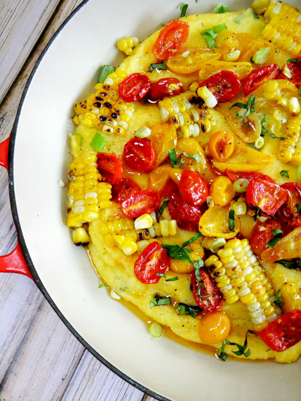 polenta with grilled corn and roasted tomatoes