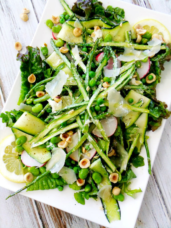 Spring Salad with Asparagus, Goat Cheese, lemon and Hazelnuts