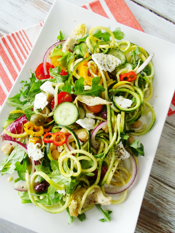 mediterranean zoodle salad