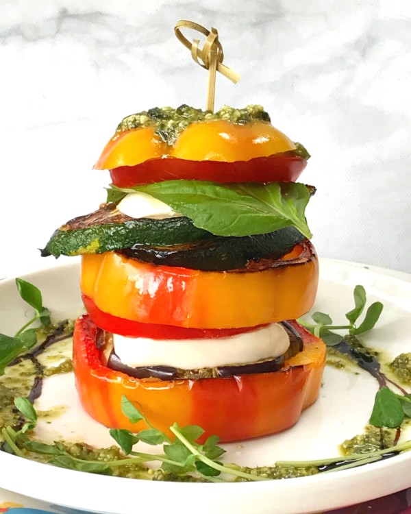 stacked vegetable caprese