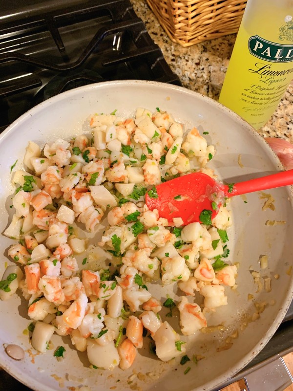 chopped shrimp and scallops