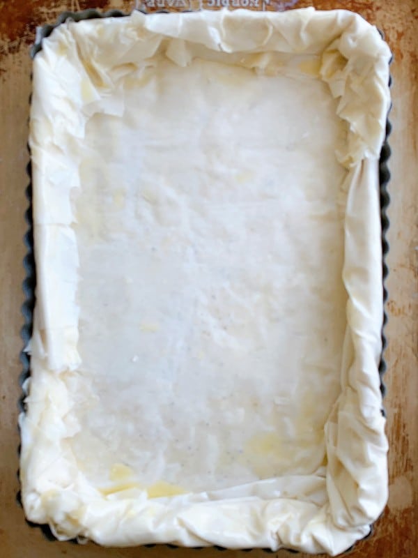 tart pan with phyllo dough