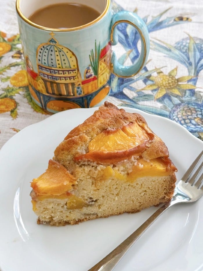 slice of peach cake