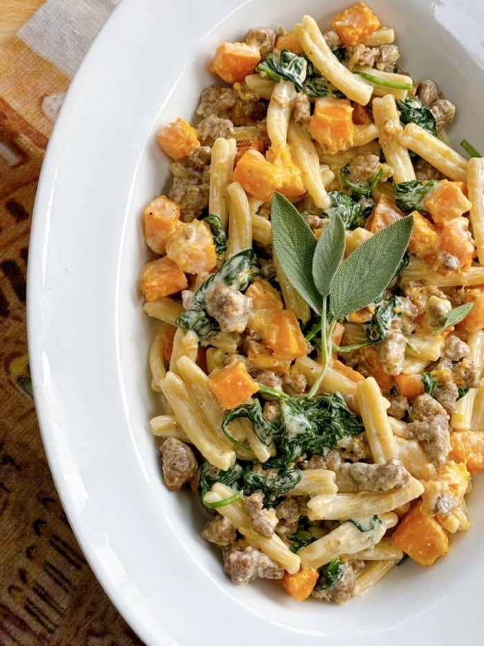 squash and sausage pasta