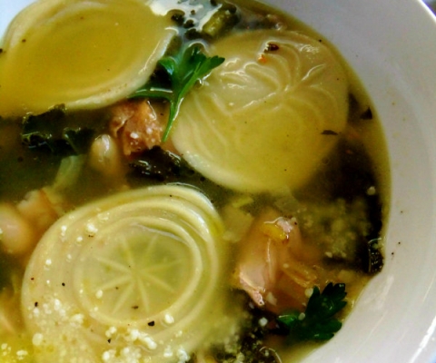 turkey soup with corzetti pasta