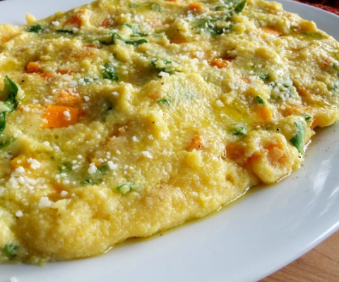 polenta with spinach and butternut squash