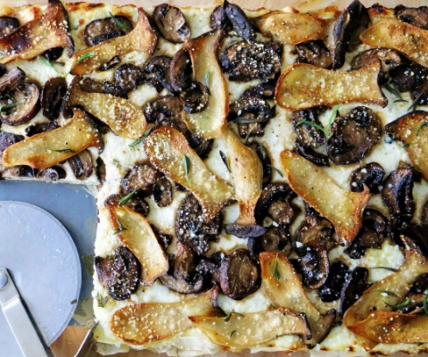 three cheese mushroom tart