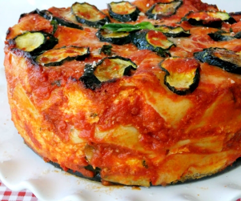 round veggie lasagna