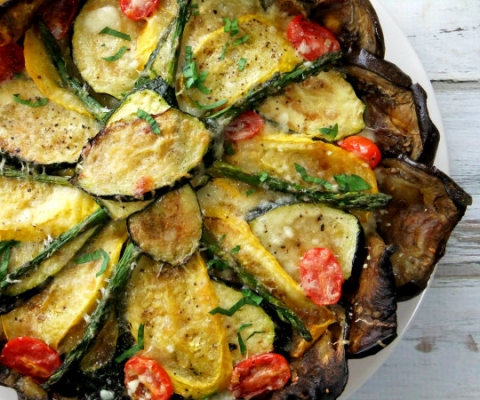 vegetable tart with eggplant crust