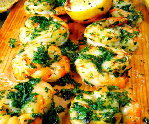 cedar planked shrimp