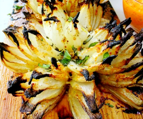 planked blossom onion