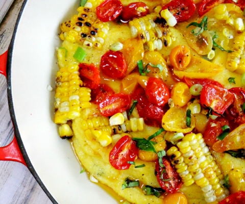 polenta with grilled corn and roasted tomatoes