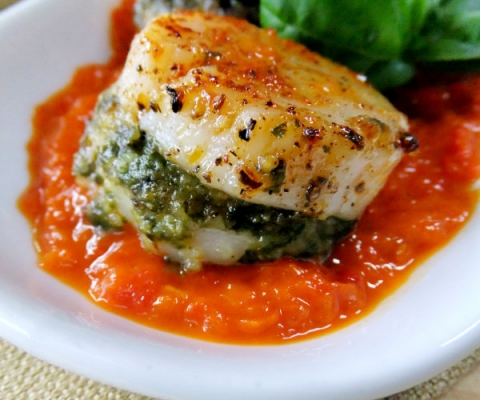 pesto stuffed scallops