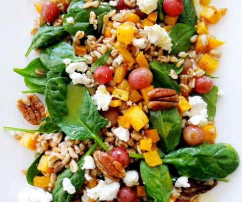 roasted grape salad with farro