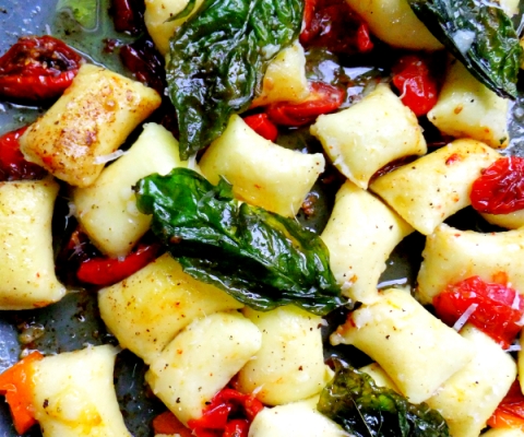 gnocchi with brown butter, basil and tomato