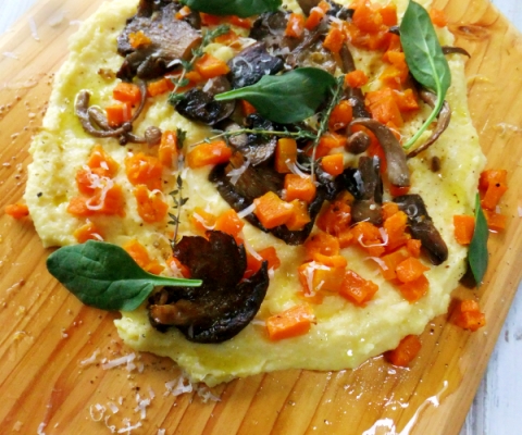 polenta with mushroom and butternut squash