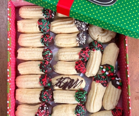 boxed up Italian butter cookies